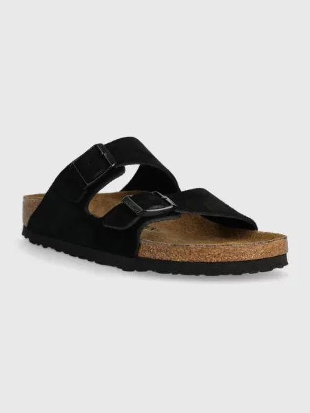 Semišové šľapky Birkenstock Arizona čierna
