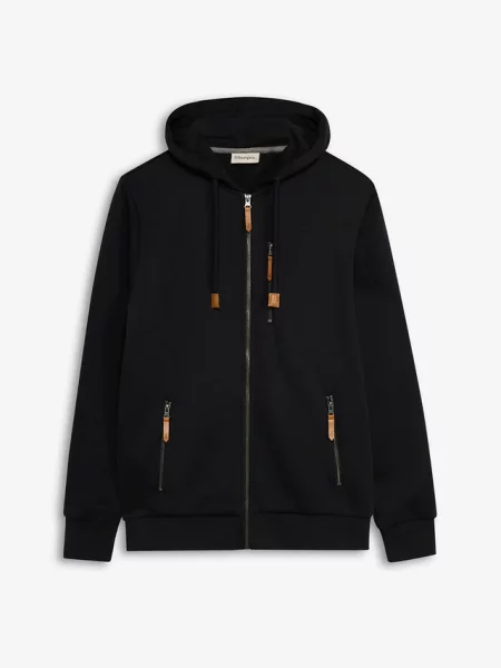 Bluza rozpinana z grubej dzianiny z detalami imitującymi skórę. czarna