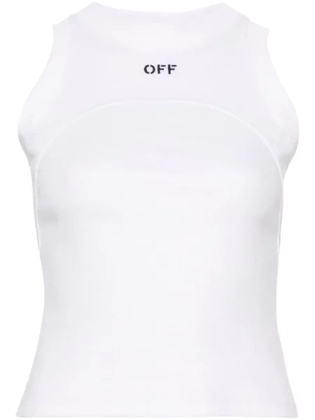 Haftowana podkoszulka Off-white prążkowana biała