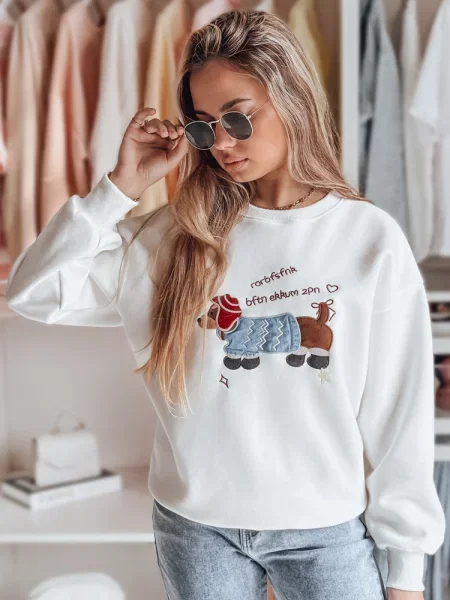 Bluza oversize z haftem DOGSWEETY Dstreet biała