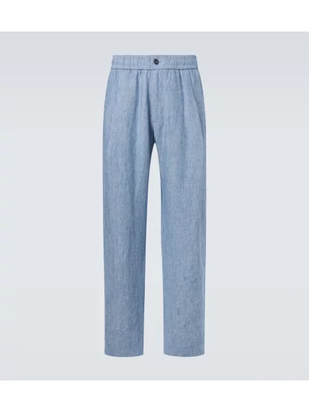 Lanene hlače Giorgio Armani modra