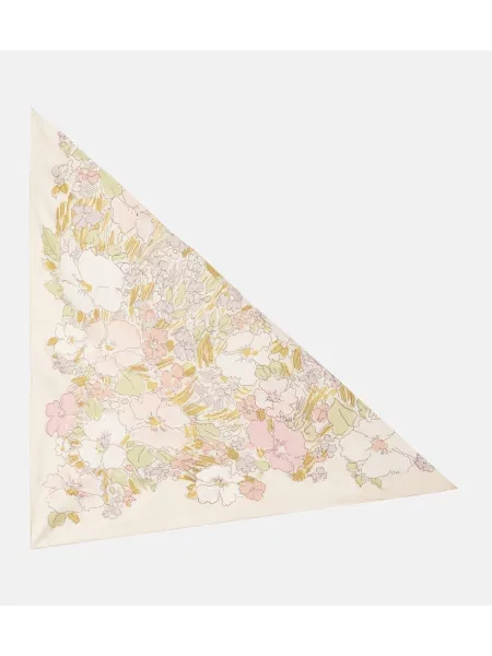 Fular Calvin Klein Collection de mătase cu model floral alb