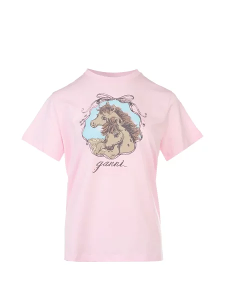 Tricou Ganni cu imagine roz