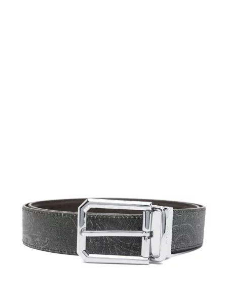 Curea Etro din piele cu model paisley negru
