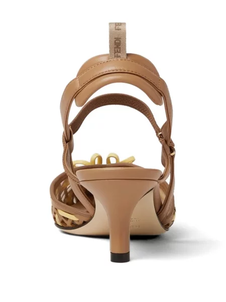 Pantofi cu toc Fendi cu model floral maro