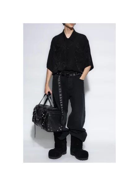 Lniana koszula Balenciaga czarna