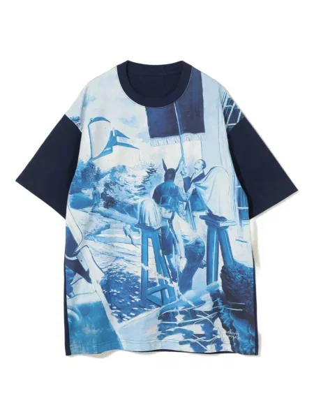 Tricou Undercover cu imagine scurt albastru