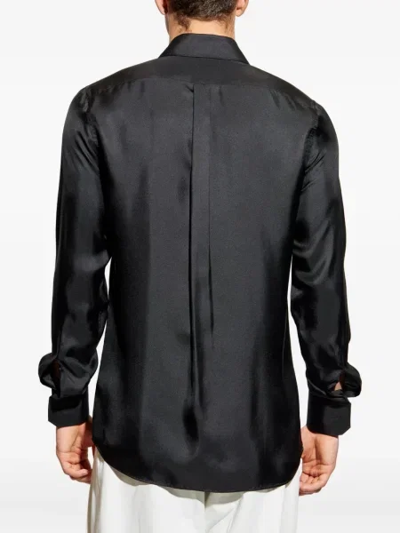 Cămașă Dolce & Gabbana de mătase lungă negru