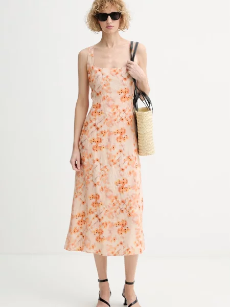 Marc O'Polo rochie de vară din in portocaliu