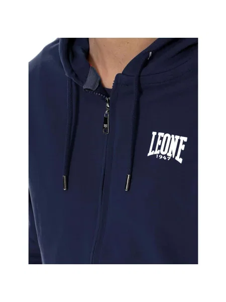 Mikina na zips Leone 1947 s autogramom modrá