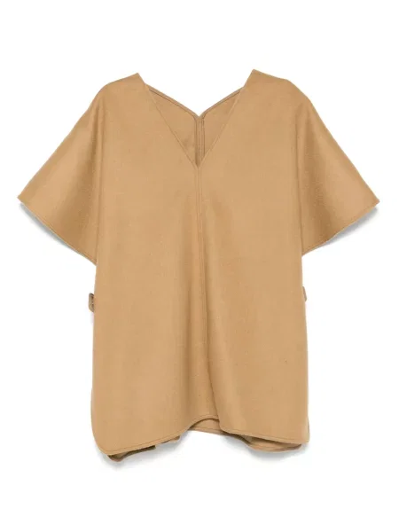 Poncho Moncler de lână maro