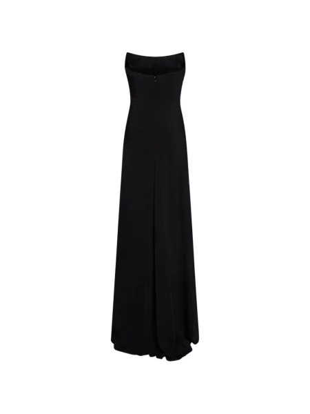 Rochie maxi Amen drapată fără bretele negru