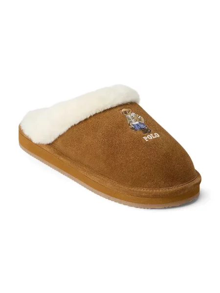 Papuci de casă Polo Ralph Lauren maro