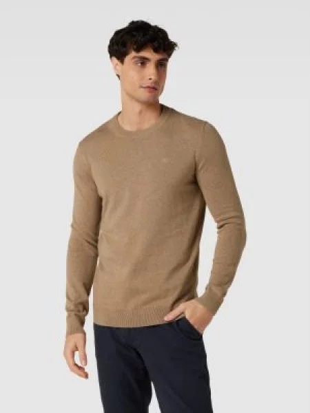 Sweter z dzianiny z okrągłym dekoltem Tom Tailor beżowy