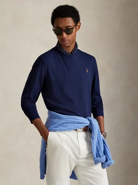 Polo Ralph Lauren Majica z dolgimi rokavi Mornarsko modra