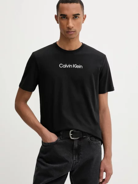 Тениска Calvin Klein с принт черно
