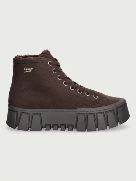 Tommy Jeans TJW PLATFORM SNEAKER MC WL sneakers γυναικεία σουέτ καφέ