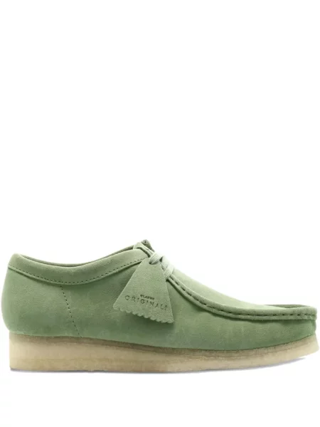 Botine Clarks Originals cu șireturi din dantelă verde