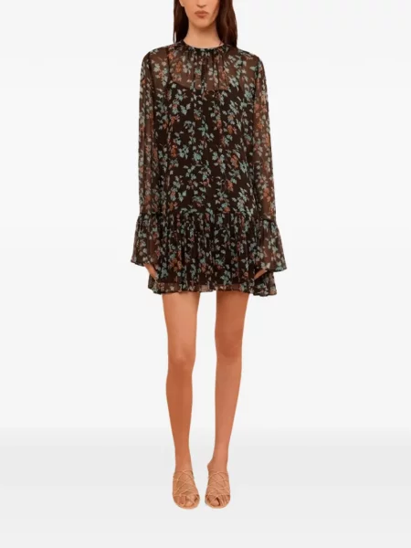 Rochie mini Ulla Johnson cu model floral cu imagine maro