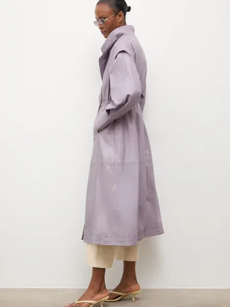 Answear.LAB płaszcz skórzany NINA z kolekcji Unscripted fioletowy