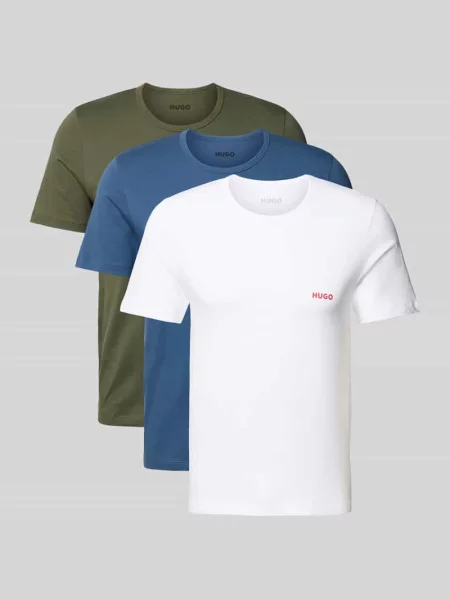 Zestaw t-shirtów o kroju regular fit z czystej bawełny model T-SHIRT RN TRIPLET P' Hugo zielona