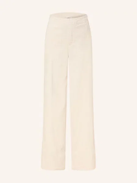 Opus Spodnie Sztruksowe Mileni beige białe