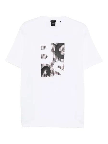 Tricou Boss cu imagine alb