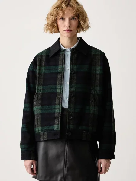 A.P.C. krátka bunda dámska s vlnou blouson anna zelená