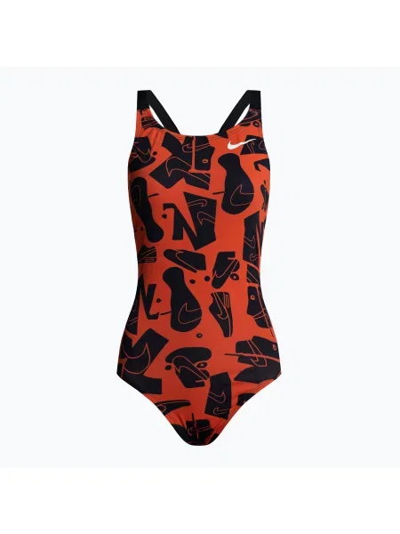 Costum de baie dintr-o singură piesă pentru femei Nike Multiple Print Fastback portocaliu