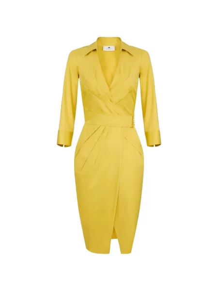 Костюм миди рокля Elisabetta Franchi до коляното жълто