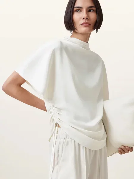 AllSaints bluză LESLIE uni alb