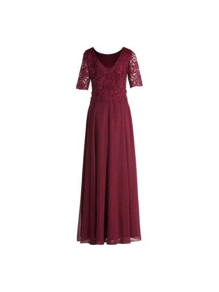 Sukienka koktajlowa Vera Mont szyfonowa elegancka czerwona