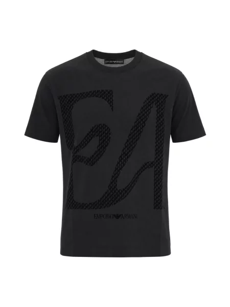 Koszulka Emporio Armani z lyocellu z logo czarna