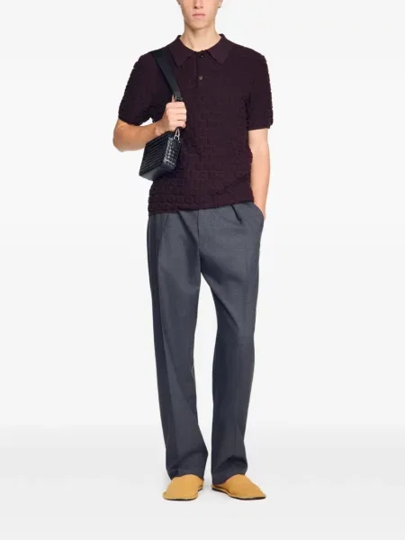 Tricou polo Sandro tricotate maro