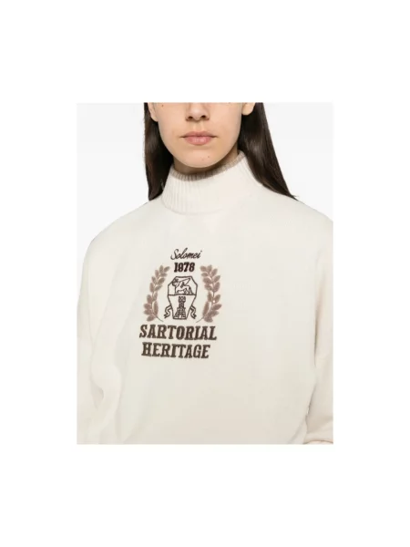 Sweter z golfem Brunello Cucinelli z kaszmiru beżowy