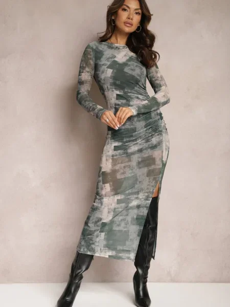 Rochie închis mulată maxi cu decolteu Marperra verde