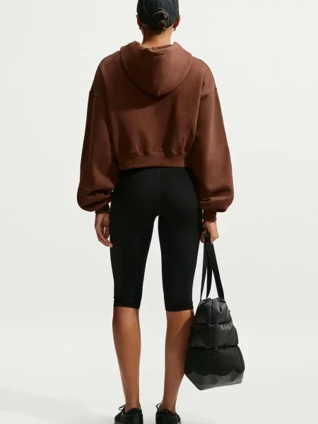 Nike Sportswear hanorac cu și glugă pentru femei cu Studio Fleece maro