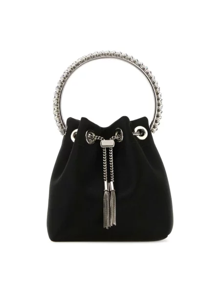 Satynowy kapelusz Jimmy Choo czarny