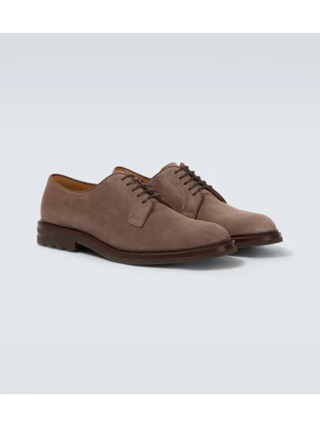 Pantofi derby Brunello Cucinelli din piele de căprioară gri
