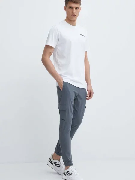 Under Armour osnovna kratka majica z bombažem HW ARMOUR LABEL bela