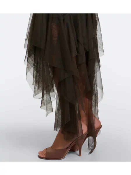 Rochie de cocktail De La Vali din tul maro