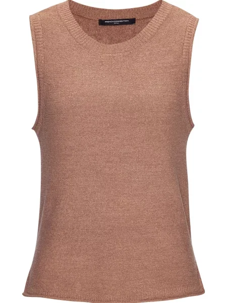 FRENCH CONNECTION Top brodat taupe gri