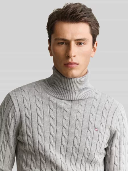 Sweter z dzianiny z prążkowanymi wykończeniami Gant