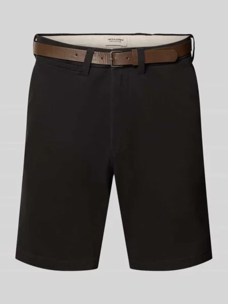 Szorty o kroju straight fit z odpinanym paskiem model Adam' Jack & Jones czarne