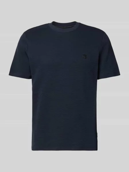 T-shirt z detalem z logo model FILLIP' Blend granatowa