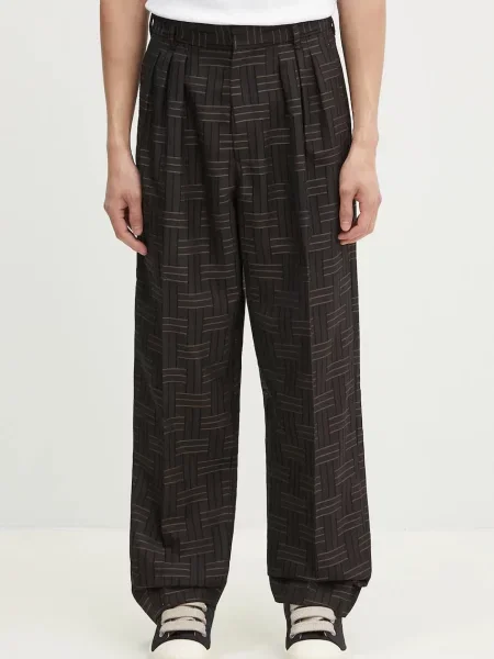 Вовняні штани Kenzo прямі коричневий