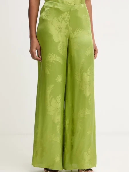 Retrofete pantaloni pentru femei cu amestec de mătase Antoinette verde