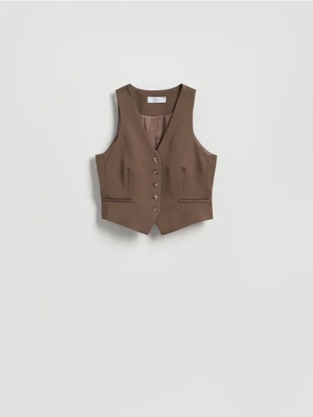 Reserved Garniturowa kamizelka z wiskozą brązowy