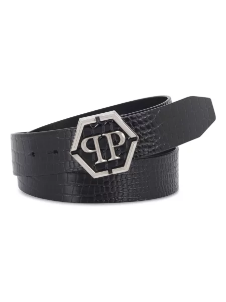 Pasek Philipp Plein skórzany z paskiem czarny