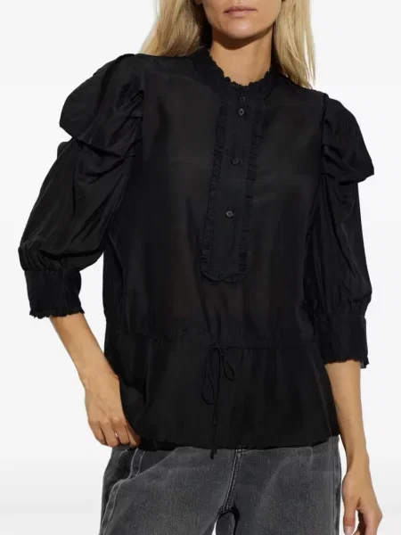 Top Munthe cu volane cu cordon negru